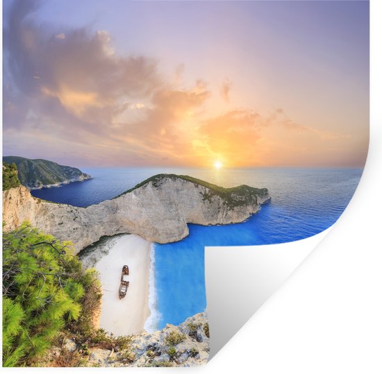 Foto: Muurstickers sticker folie het navagio strand van zakynthos 30x30 cm plakfolie muurstickers kinderkamer zelfklevend behang zelfklevend behangpapier stickerfolie