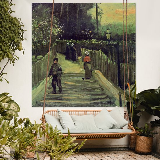 Affiche Jardin Sentier en pente à Montmartre - Vincent van Gogh - 200x200 cm - Toile jardin - Affiche extérieure