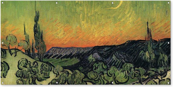 Schuttingposter Wandelen tijdens de schemering - Vincent van Gogh - 200x100 cm - Tuindoek