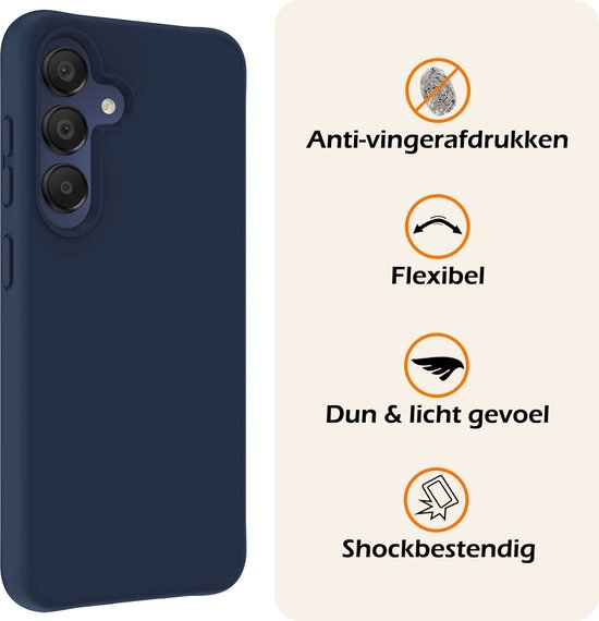 Coque Compatible avec Samsung A15 Coque Siliconen Cover Case - Coque Compatible avec Samsung Galaxy Galaxy A15 Cover Back Case - 2-PACK - Bleu Foncé