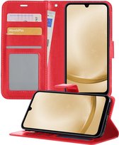 Hoesje Geschikt voor Samsung A25 Hoesje Book Case Hoes Wallet Cover - Hoes Geschikt voor Samsung Galaxy A25 Hoesje Bookcase Hoes - Rood