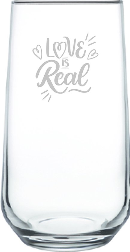 Verre à boire gravé 47cl L'amour est réel - Saint-Valentin - Saint-Valentin