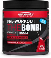 Performance - The Bomb Pre-Workout (Crazy Punch - 300 gram) - Arginine - Beta-Alanine - Creatine - Citrulline - Taurine - 30 servings