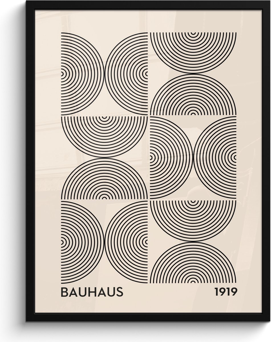 FrameYourWall Poster in lijst - Fotolijst 60x80 cm - Posters - Bauhaus - Vintage - Modern - Zwart - Art - Posterlijst zwart - Decoratie - Wanddecoratie woonkamer - Muurdecoratie slaapkamer