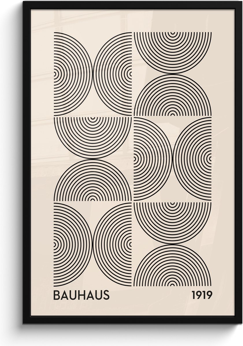 FrameYourWall Poster in lijst - Fotolijst 60x90 cm - Posters - Bauhaus - Vintage - Modern - Zwart - Art - Posterlijst zwart - Decoratie - Wanddecoratie woonkamer - Muurdecoratie slaapkamer