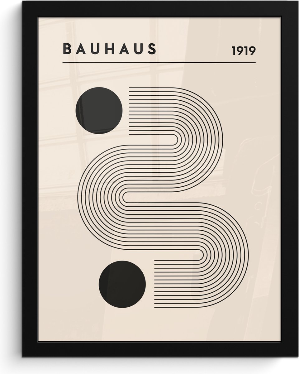 FrameYourWall Poster in lijst - Fotolijst 30x40 cm - Posters - Bauhaus - Abstract - Kunst - Vintage - Art - Posterlijst zwart - Decoratie - Wanddecoratie woonkamer - Muurdecoratie slaapkamer