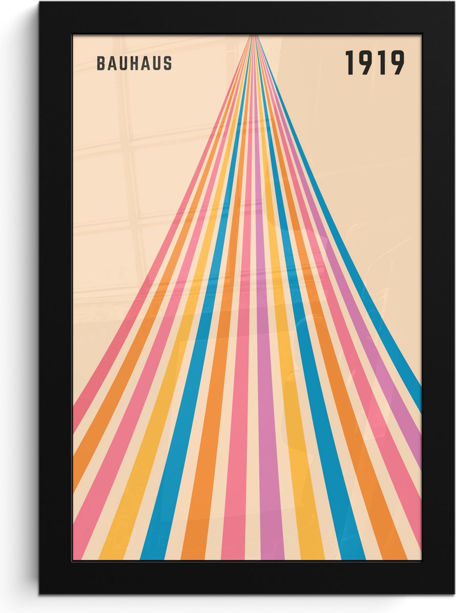 FrameYourWall Poster in lijst - Fotolijst 20x30 cm - Posters - Bauhaus - Kleurrijk - Abstract - Modern - Kunst - Posterlijst zwart - Decoratie - Wanddecoratie woonkamer - Muurdecoratie slaapkamer