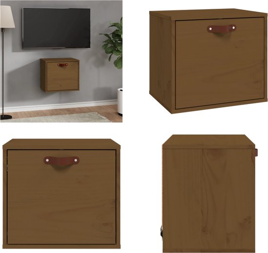 Wandkasten 2 st 30x30x60 cm massief grenenhout honingbruin