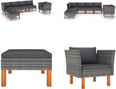 vidaXL 7-delige Loungeset poly rattan en eucalyptushout grijs - Tuinstoel - Tuinstoelen - Loungestoel - Loungestoelen
