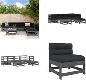 vidaXL 7-delige Loungeset met kussens massief hout grijs - Loungeset - Loungesets - Lounge Set - Tuinset