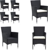 vidaXL Chaises de jardin 4 pcs Poly rotin Noir - Chaise d'extérieur - Chaises d'extérieur - Chaise de jardin - Chaises de jardin