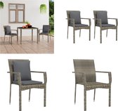vidaXL Chaises de jardin 2 pcs avec coussins Polyrotin Gris - Chaise de jardin - Chaises de jardin de jardin - Chaise d'extérieur - Chaise de terrasse