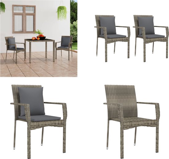 vidaXL 2x Tuinstoel Verstelbaar met Kussens Buitenstoel Tuin Stoel Buitenstoel Stoelen Tuinstoelen Zitstoel Tuinmeubel Buitenmeubel Poly Rattan Beige