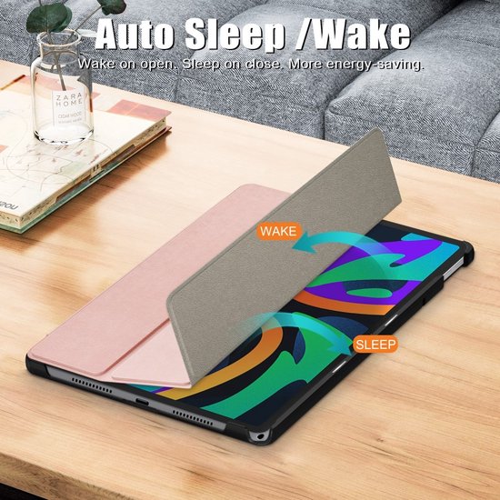 Étui livre à trois volets avec réveil/ Sleep - adapté à l'étui Lenovo Tab M11 - Or rose