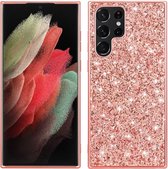 Coverup Glitter Back Cover - Geschikt voor Samsung Galaxy S24 Ultra Hoesje - Rose Gold