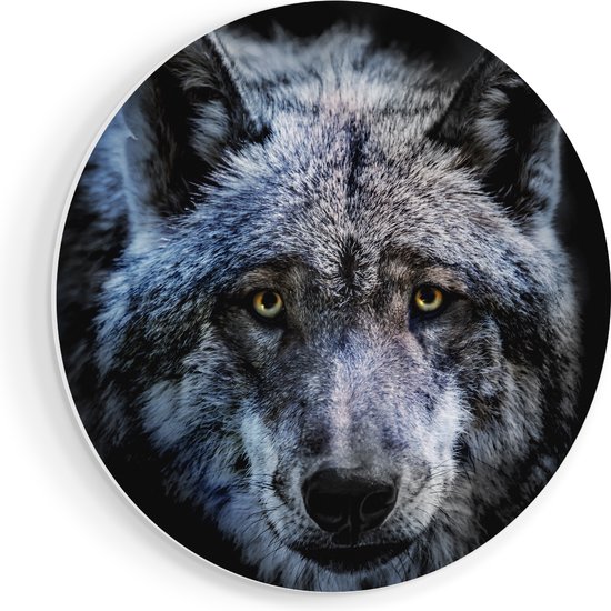 Cercle mural Artaza Forex Tête de loup gris - Loup - 40 x 40 cm - Klein - Cercle mural - Peinture ronde - Décoration murale