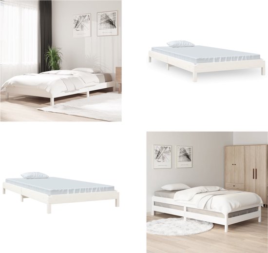 vidaXL Bed stapelbaar 80x200 cm massief grenenhout wit - Stapelbaar Bed - Stapelbare Bedden - Slaapmeubel - Bedframe