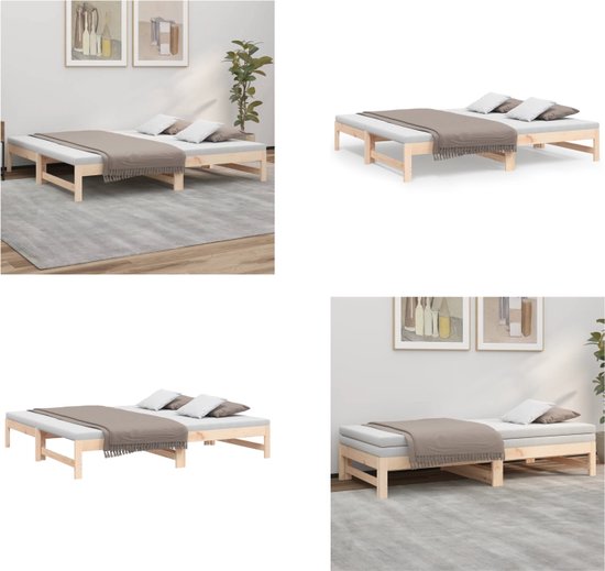 vidaXL Slaapbank uitschuifbaar massief grenenhout 2x(75x190) cm - Slaapbank - Slaapbanken Bedbank - Bed Bank - Slaap Bank