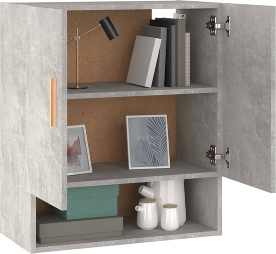 vidaXL Wandkast Zwart Eiken 60 x 31 x 70 cm Bewerkt hout, Woonkamer, Rectangulaire, Modern Wandkast, Veel Opbergruimte, Duurzame Organizer, Minimalistisch Meubilair