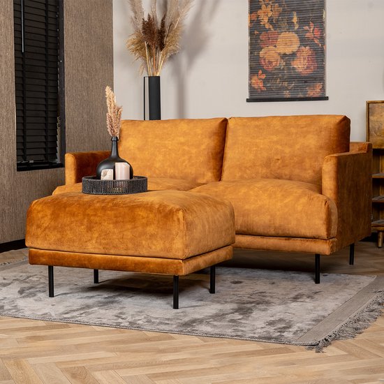 Bronx71® Scandinavische hocker Denver bouclé zwart