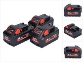 Milwaukee M18 HB 5.5 accuset 3x 18 V 5.5 Ah / 5500 mAh Li-Ion High Output ( 3x 4932464712 ) met laadniveau-indicator