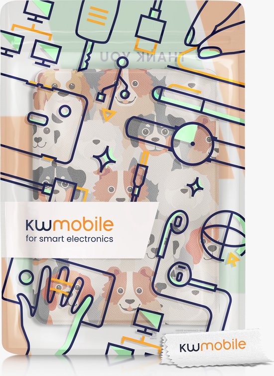 kwmobile e-reader hoesje geschikt voor Amazon Kindle Paperwhite 11. Generation 2021 hoes - E reader flip case met magnetische sluiting - Ereader cover - Honden Ontwerp design in wit / lichtbruin / grijs — afbeelding 5