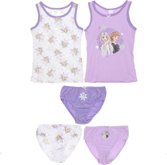 Frozen Disney Ondergoedset - Meisjes - Maat 122/128 - Paars - slips - Hemd