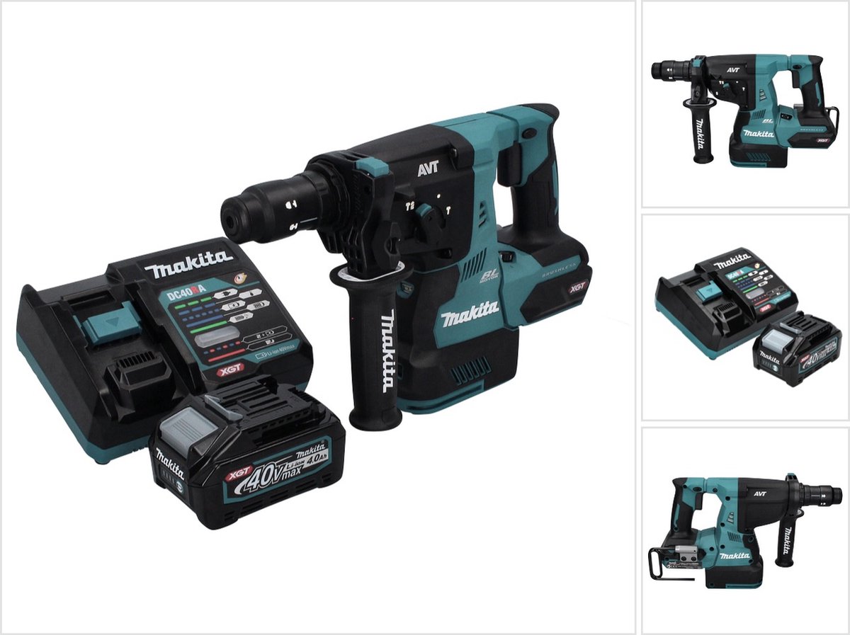 Makita HR 004 GM1 accu-combinatiehamer 40 V max. 2,8 J SDS plus XGT Brushless + 1x accu 4,0 Ah + oplader