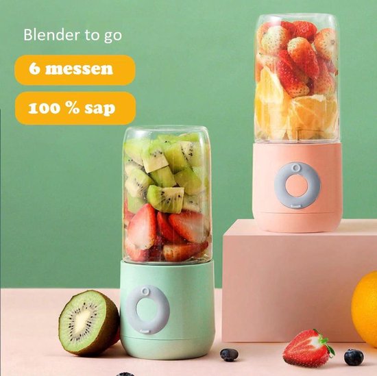 Mixer Smoothie Maker, Mini Mixer to Go, Shake Mixer, Personal Blender, Blender Electric, Plastic Bottle 500ml, BPA Free, Pink