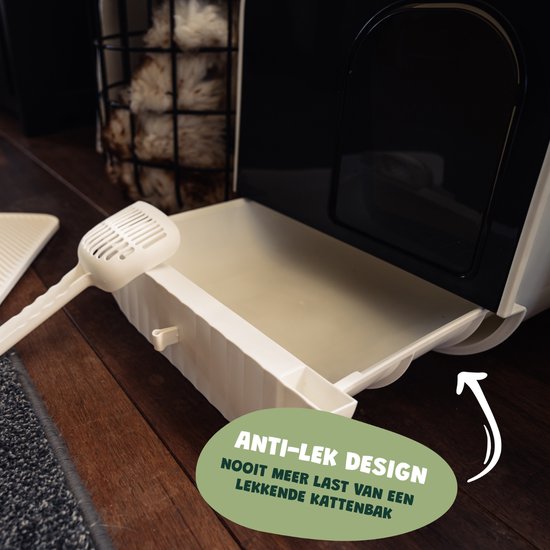 Moderne Kattenbak met uitneembare lade en Kattenbak mat - Wit