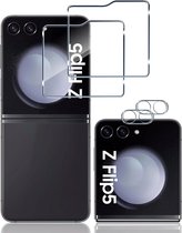 Geschikt voor Samsung Z Flip 5 Screen Protector en Camera lens protector/ Tempered glass Screen protector voor Geschikt voor Samsung Z Flip 5 - Beschermglas - Glasplaatje - 2+2 stuks