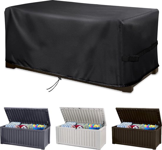 MunteLock Tuindek Box Cover, Opbergdoos Beschermende Covers Met Rits Deksel En Luchtventilatie, Waterdicht, 420D Oxford Bruin (123*55*62cm