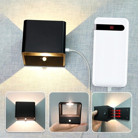 Moderne wandlamp brons met USB-C - Gosna