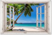 Poster de jardin palmier transparent - Décoration de jardin plage - 120x80 cm - Décoration murale pour extérieur - Décoration clôture mer - Poster extérieur - Toile de clôture - Toiles de jardin - Toile de Jardin - Poster balcon..