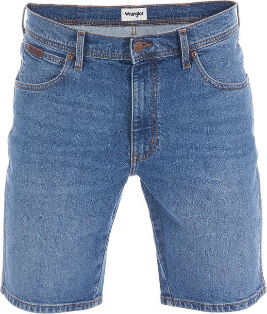 Wrangler Heren Short Texas Stretch Shorts regular/straight Blauw Volwassenen Korte Jeans Broek Bermuda