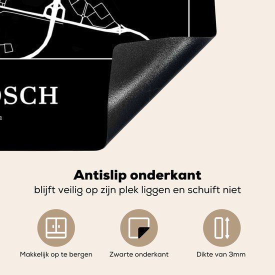 KitchenYeah® Inductie beschermer 89.6x51.6 cm - Plattegrond - 's-Hertogenbosch - Stadskaart - Kaart - Kookplaataccessoires - Afdekplaat voor kookplaat - Inductiebeschermer - Inductiemat - Inductieplaat mat