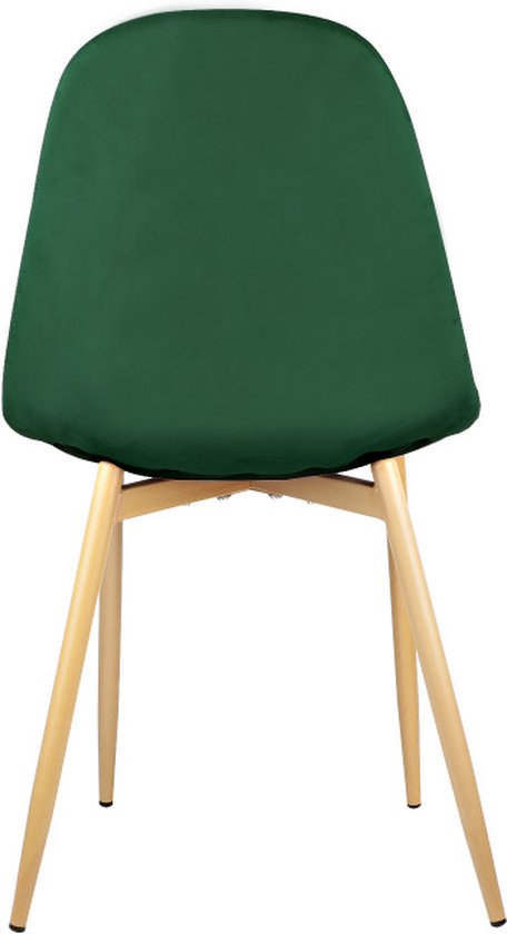 Chaise de salle à manger 'Echo' Velours Vert Foncé, Pieds Métal, tissu