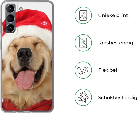 Coque Samsung Galaxy S21 - Chien - Drôle - Rire - Siliconen - Sinterklaas - Noël - Cadeaux - Chaussures Cadeaux