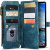 Coque CaseMe C30 adaptée au Samsung Galaxy S24 Plus | Étui portefeuille à Zipper avec porte-cartes | Étui de protection avec portefeuille | Bleu