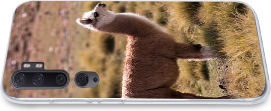 Telefoonhoesje Geschikt voor Xiaomi Mi Note 10 hoesje - Alpaca - Bruin - Natuur - Siliconen Telefoonhoesje Telefoonhoesje
