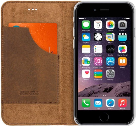 Apple iPhone 6s Hoesje - Senza - Raw Serie - Echt Leer Bookcase - Chestnut  Brown -... | bol