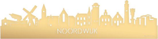 Skyline Noordwijk Goud Metallic - 120 cm - Woondecoratie - Wanddecoratie - Meer steden beschikbaar - Woonkamer idee - City Art - Steden kunst - Cadeau voor hem - Cadeau voor haar - Jubileum - Trouwerij - WoodWideCities