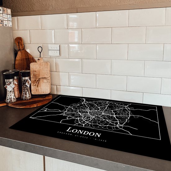 KitchenYeah® Inductie beschermer 77x51 cm - Kaart - Stadskaart - Londen - Plattegrond - Kookplaataccessoires - Afdekplaat voor kookplaat - Inductiebeschermer - Inductiemat - Inductieplaat mat