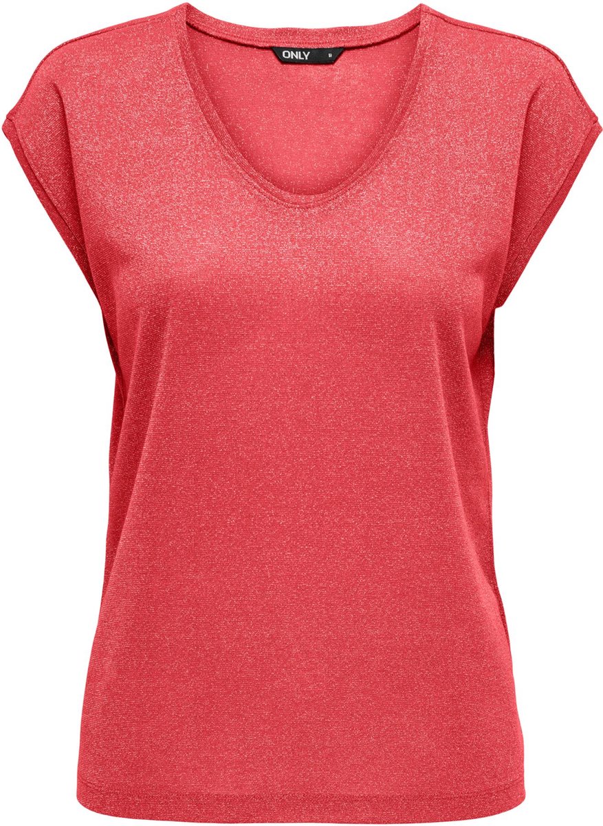 Only Silvery Lurex V-neck Top Dames