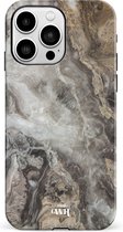 xoxo Wildhearts Marble Grey River - Double Layer - Hoesje geschikt voor iPhone 13 Pro Max Marmer hoesje shockproof - Hard Case beschermhoesje geschikt voor iPhone 13 Pro Max - Grijs