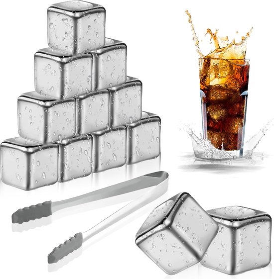 ZZYQDRTT Roestvrijstalen herbruikbare metalen ijsblokjes: Whiskey Stones Bar Set met 8 blokjes en 4 accessoires voor whisky, bourbon, wijn, bier, cocktail ZZYQDRTT Roestvrijstalen herbruikbare metalen ijsblokjes: Whiskey Stones Bar Set met 8 blokjes en 4 accessoires voor whisky, bourbon, wijn, bier, cocktail