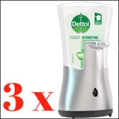 Dettol - Distributeur automatique de savon No Touch et 3 recharges de savon pour les mains No Touch de 250 ml - Aloe Vera- Pack économique 3 pièces