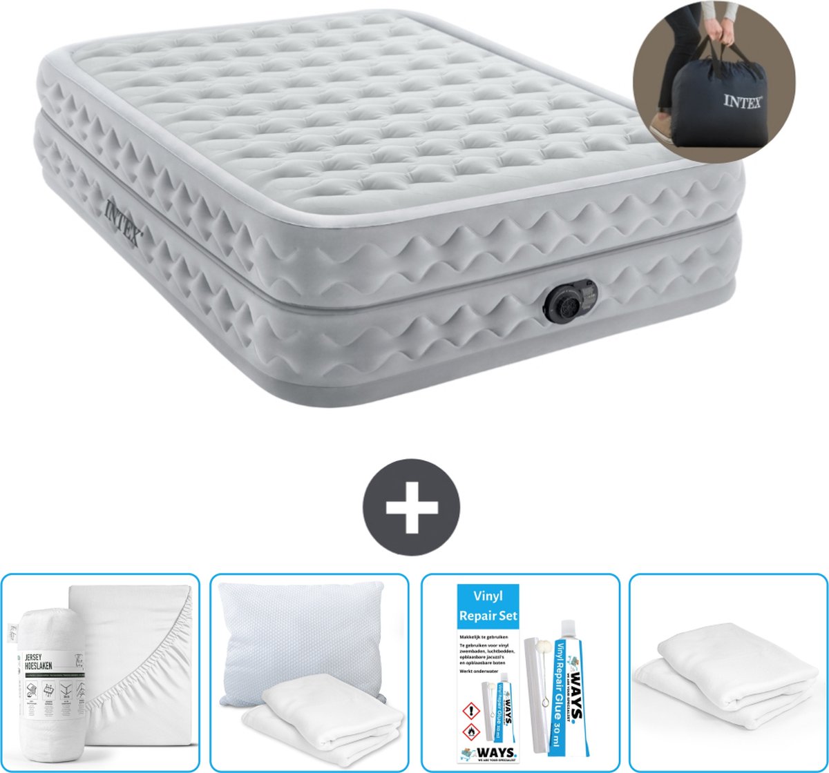 Intex Luchtbed - 2-Persoons - 152 x 203 x 51 cm - Grijs - Inclusief pomp - Accessoires CB15