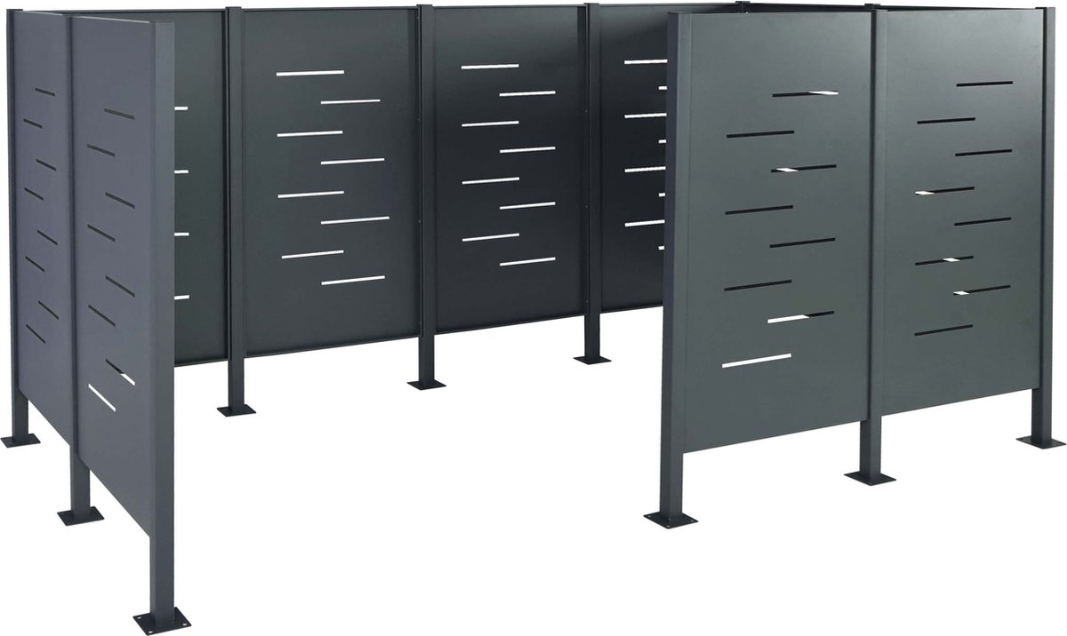 Afvalemmerhek MCW-J55, afvalemmerafscheiding afvalemmeropslag, 151x326x166 metaal ~ antraciet