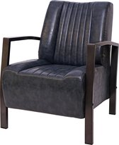 Fauteuil MCW-H10, loungestoel gestoffeerde fauteuil, metalen industrieel ontwerp ~ vintage grijs